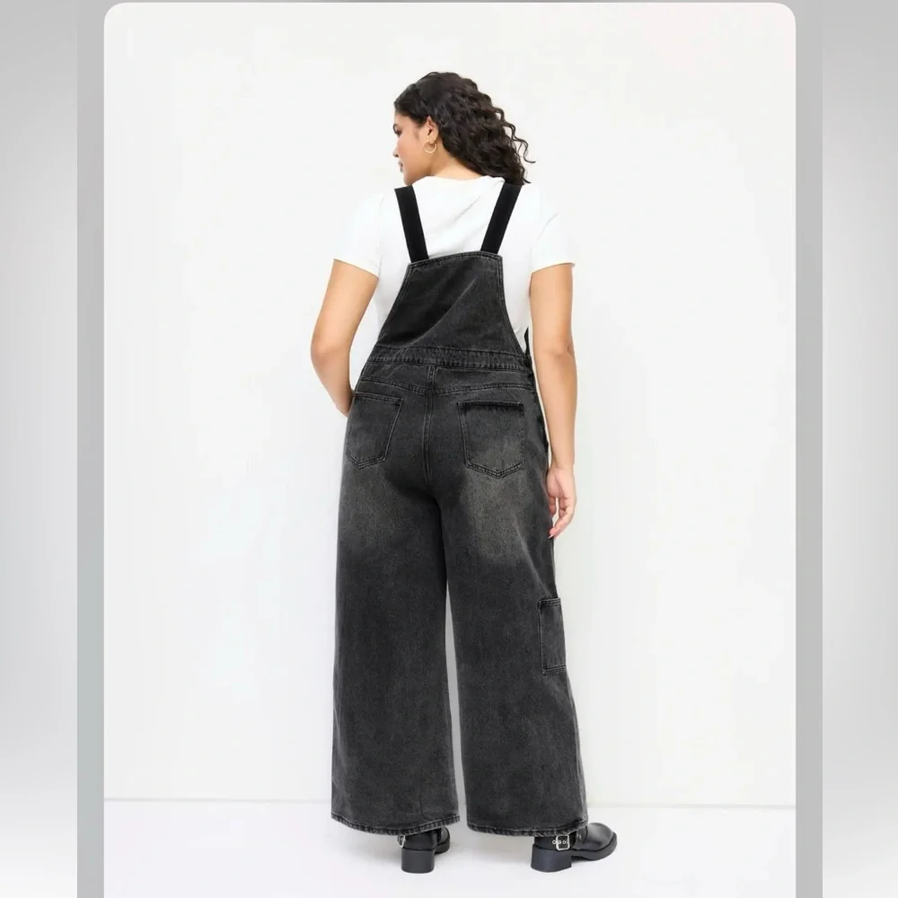 Cider DENIM POCKET WIDE LEG JUMPSUIT CURVE & PLUS OXL CR28-27 - Picture 6 of 8